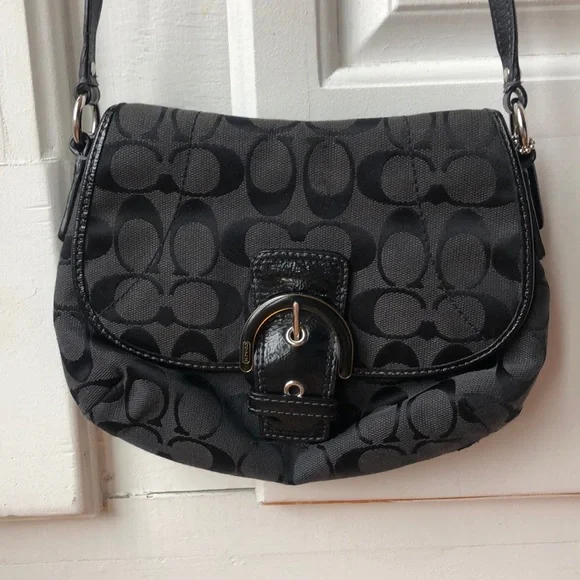 バッグ Coach Signature Black Mini Satchel Bag Coach Black Signature Mini Satchel